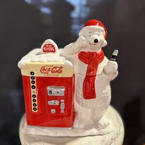 Vintage Coca-Cola Papa Bear Vending Machine Ceramic Cookie Jar